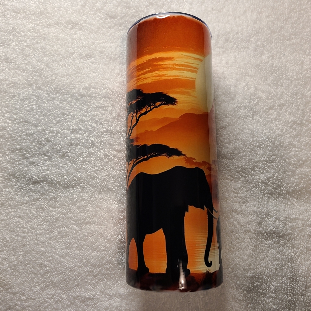 Elephant Sunset Art Vase